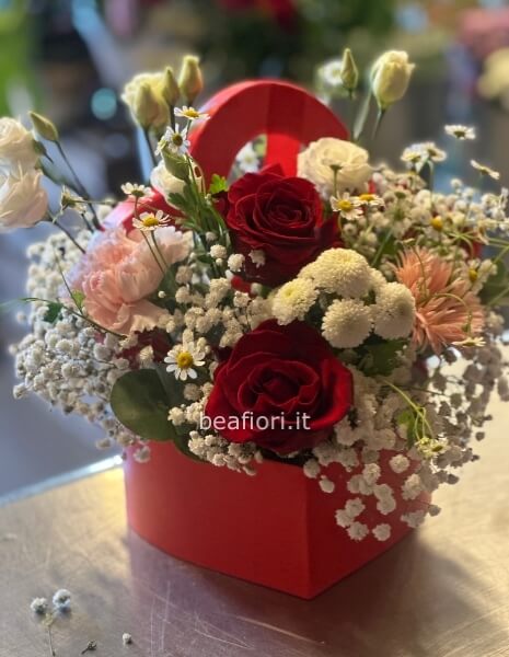 Box cuore fiori mix